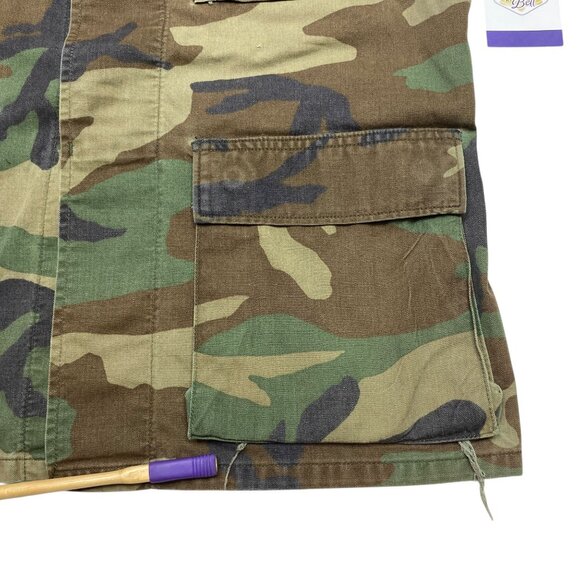 Vintage US ARMY Combat BDU Woodland Camo Field Jacket Shirt Ironside Patches - Picture 11 of 16